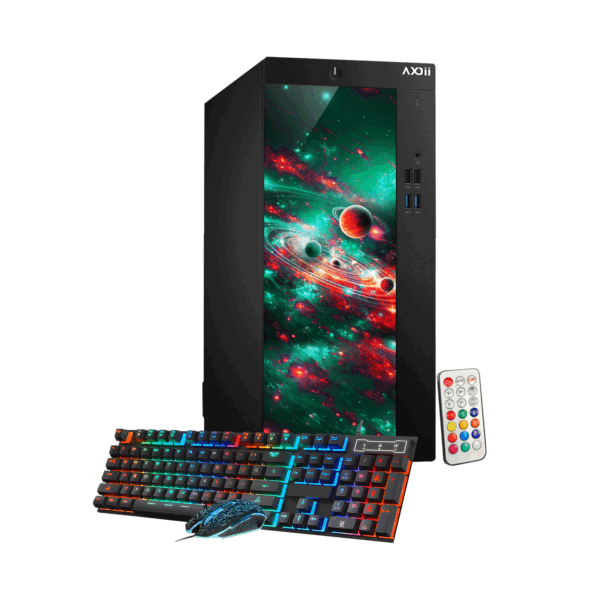 AXOII COSMOS RGB Gaming Desktop Computer PC, Intel Core I5/I7  Processor, Graphics Card - RX 550 / GTX 1050 / GTX 1650 / RTX 3050, 32GB DDR4 RAM, 1TB NVMe SSD, Wi-Fi, Bluetooth - Windows11 Pro