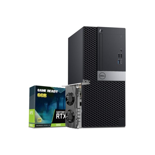 Gaming PC Dell OptiPlex Tower Windows 11 Pro Computer - GeForce RTX 3050 6GB (Intel Hexa-Core i5/ i7 CPU/ 16GB - 32GB DDR4 RAM/ 512GB - 2TB NVMe SSD/ RGB Gaming Keyboard) - Refurbished