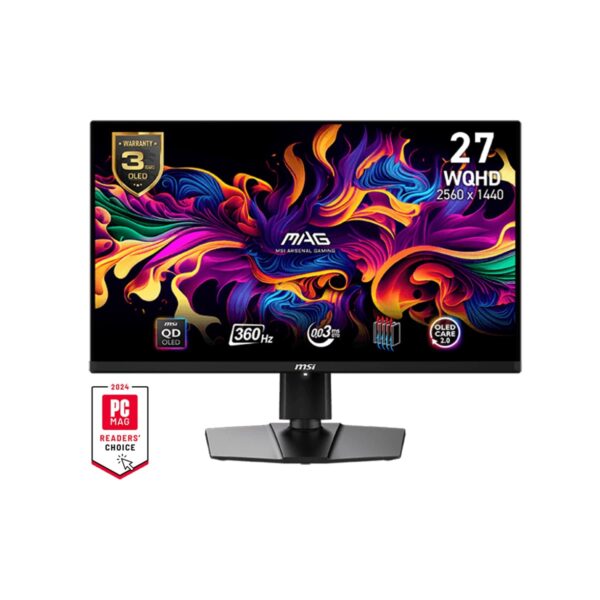 MSI MAG 271QPX QD-OLED 27" (WQHD) Flat Curvature Monitor - 360Hz Refresh Rate, QD-OLED Panel,  Anti-Reflection Frameless Design With, 2x HDMI / Display Port