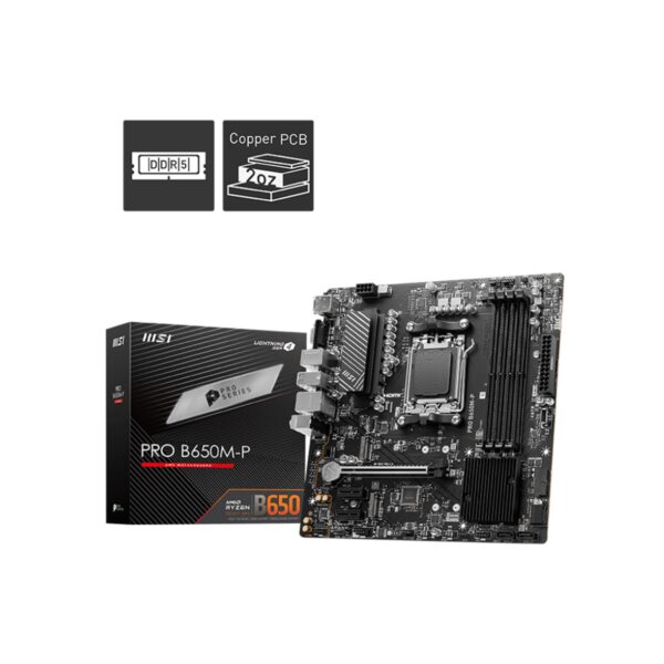 MSI PRO B650M-P Motherboard, ATX - Support AMD Ryzen 9000/8000/7000 Series Desktop Processor, With DDR5 Up to 128GB Max Memory, Display Port / HDMI