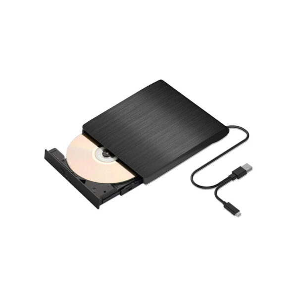 External CD/DVD Drive for Laptop - Portable Ultra-Slim External, Compatible with Laptop, Desktop PC, Mac OS, Mac MacBook Pro, USB 3.0 Port / USB C - Black